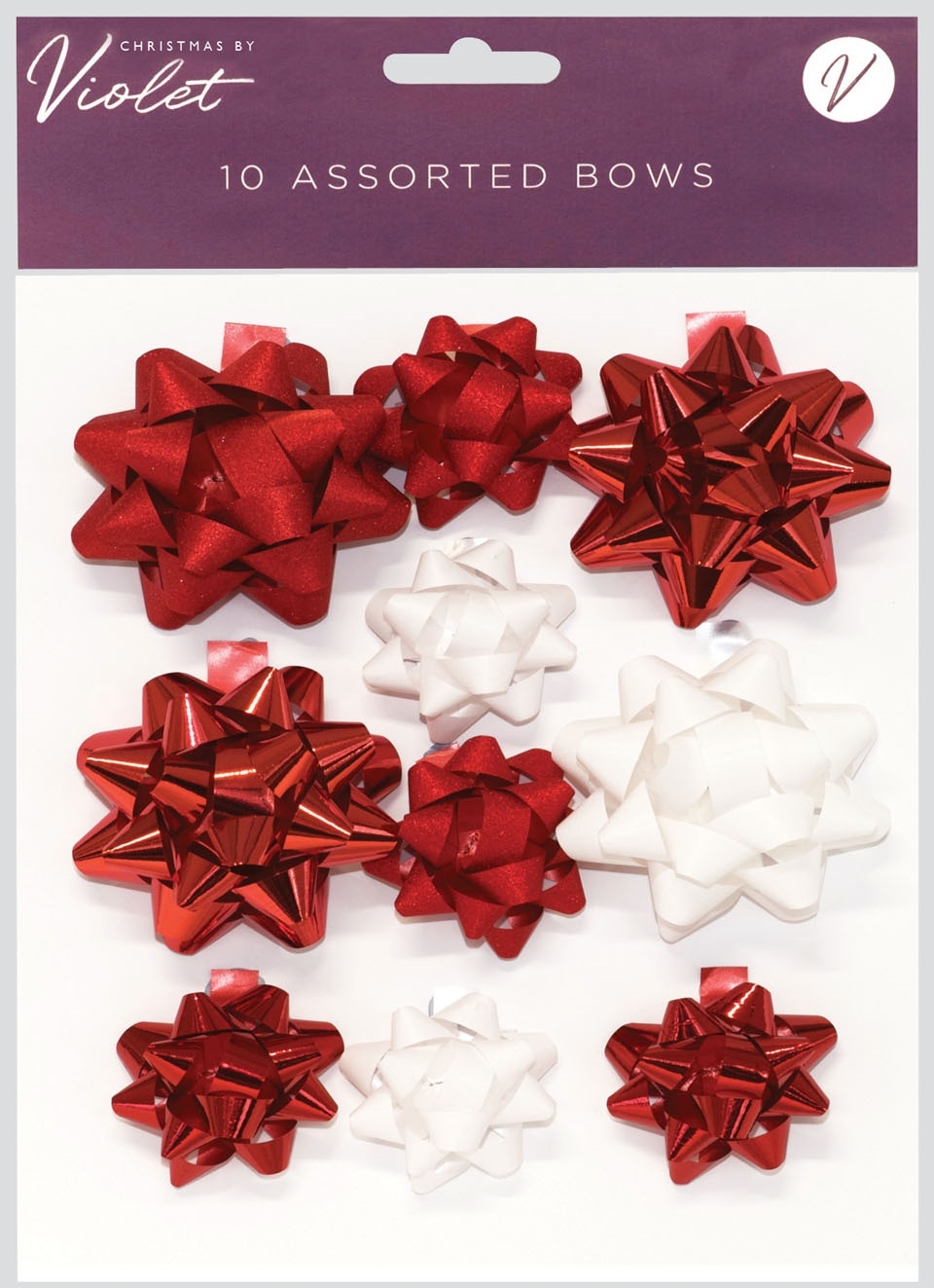 BOWS,Red & White Assorted 10`s H/pk Bag [Splittable]