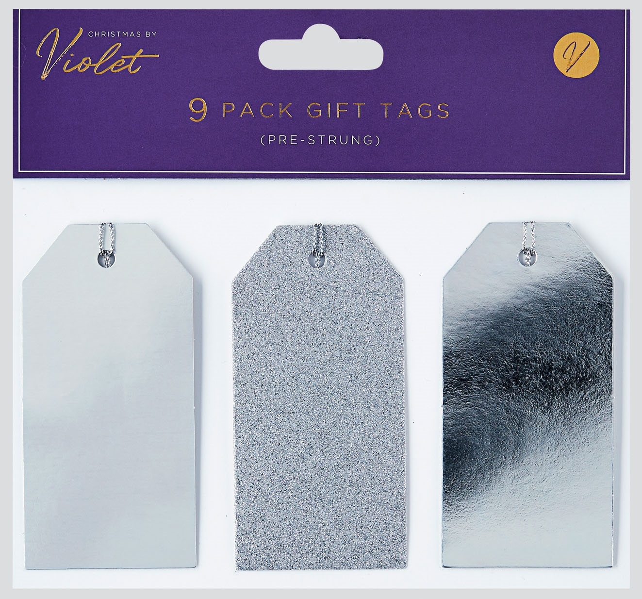 XMAS TAGS,Silver 9`s H/pk [Packs Only]