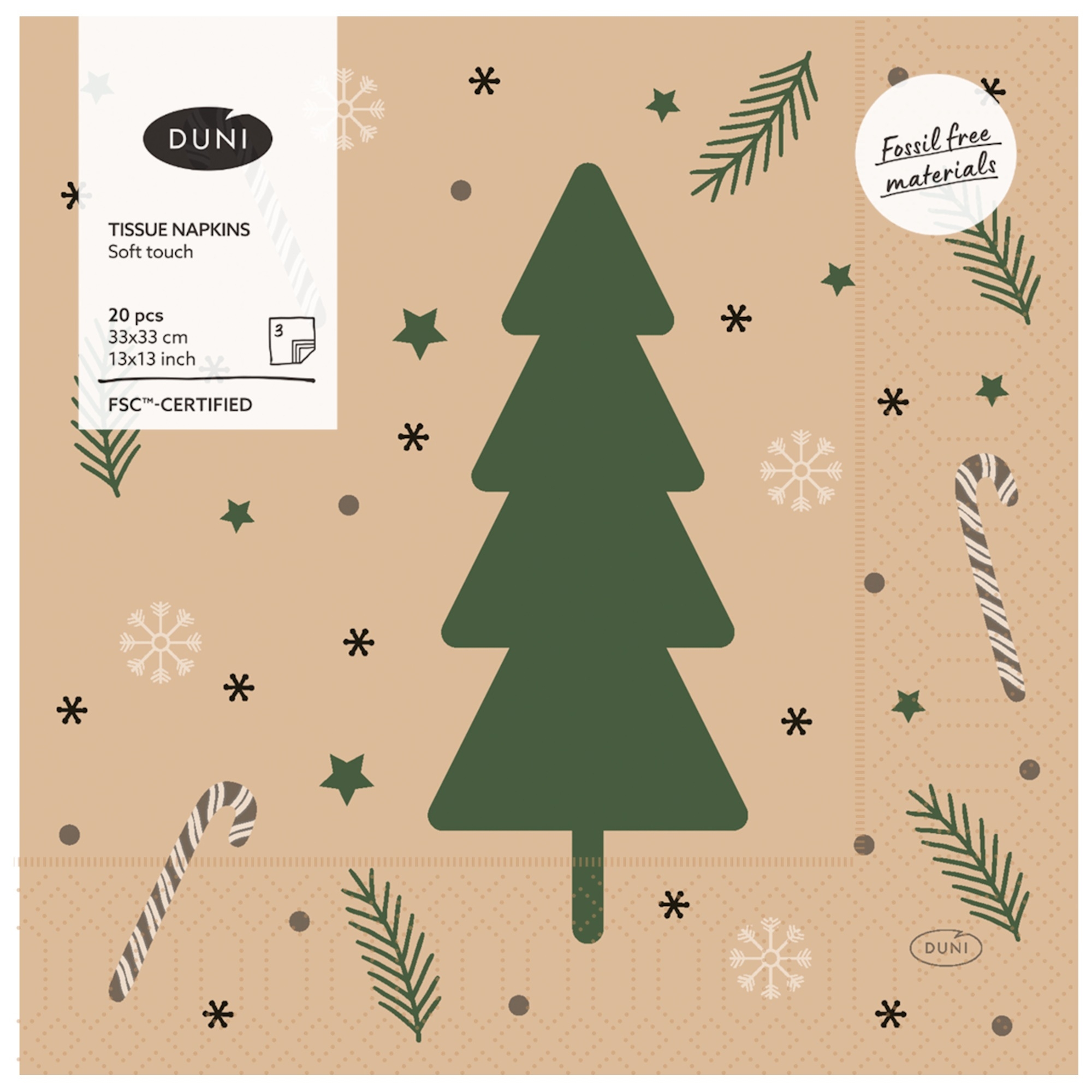 XMAS NAPKINS,33/2ply Natural Yuletide [Splittable]