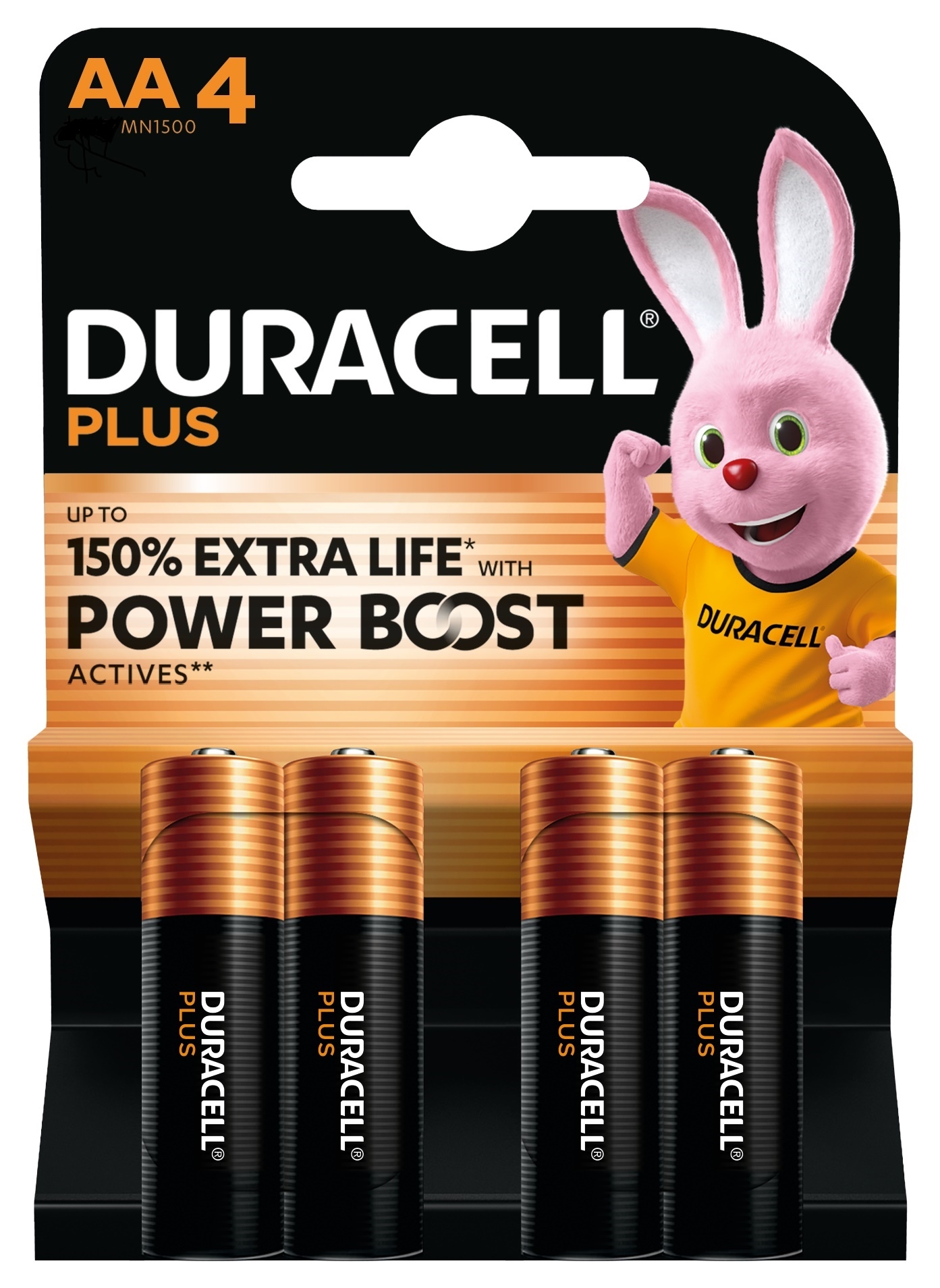 DURACELL PLUS With POWER BOOST Batteries AA 4`s I/cd [Splittable]