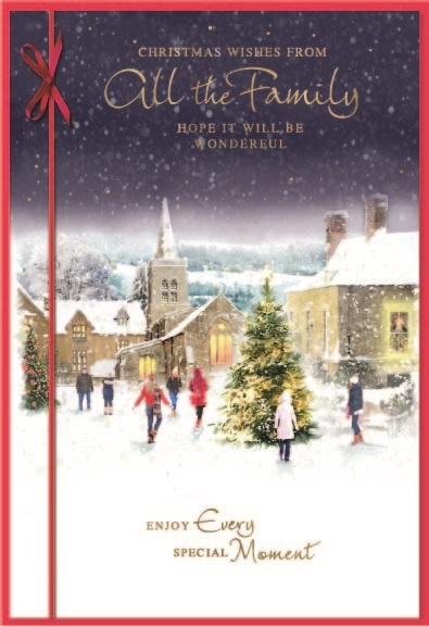 XMAS CARDS,From All the Family 6`s Snowy Village Scene