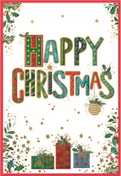 XMAS CARDS,Open 6`s Foliage & Presents