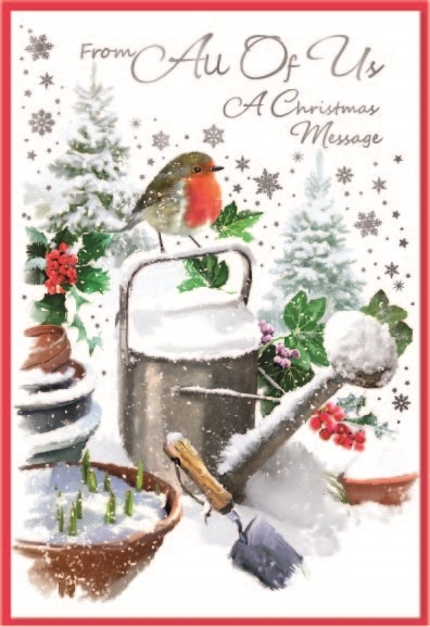 XMAS CARDS,From All of Us 6`s Robin in Snowy Garden