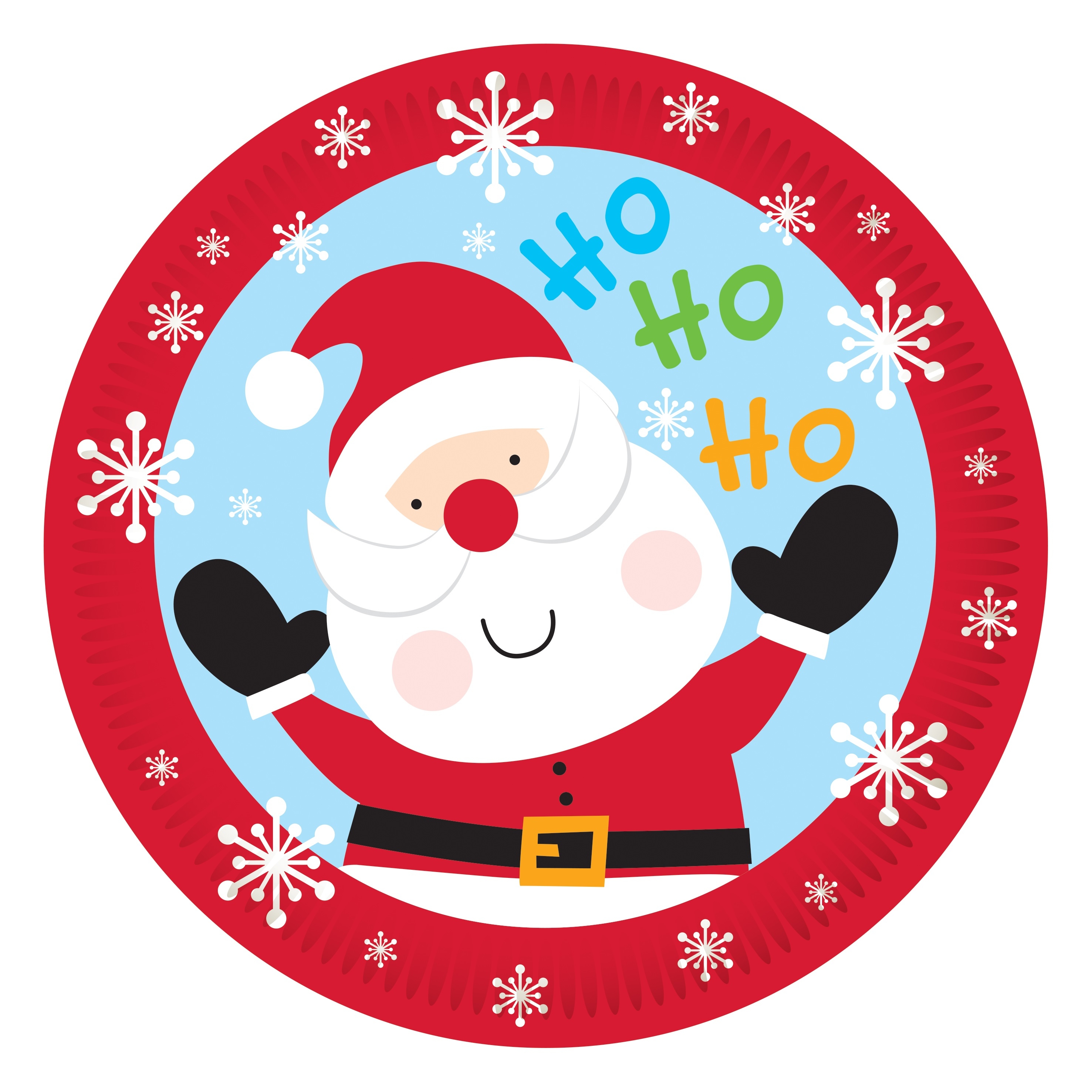 XMAS PAPER PLATES, Santa & Friends 23cm 6`s [Splittable]