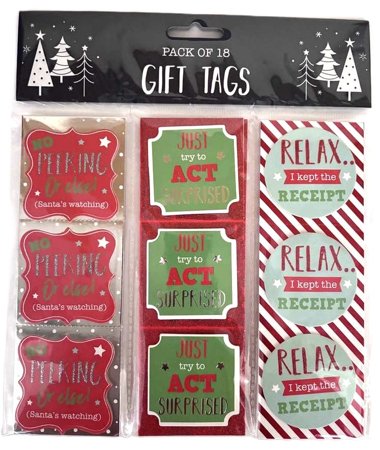 XMAS TAGS,Fun 18`s H/pk (Was 99p) [Packs Only]