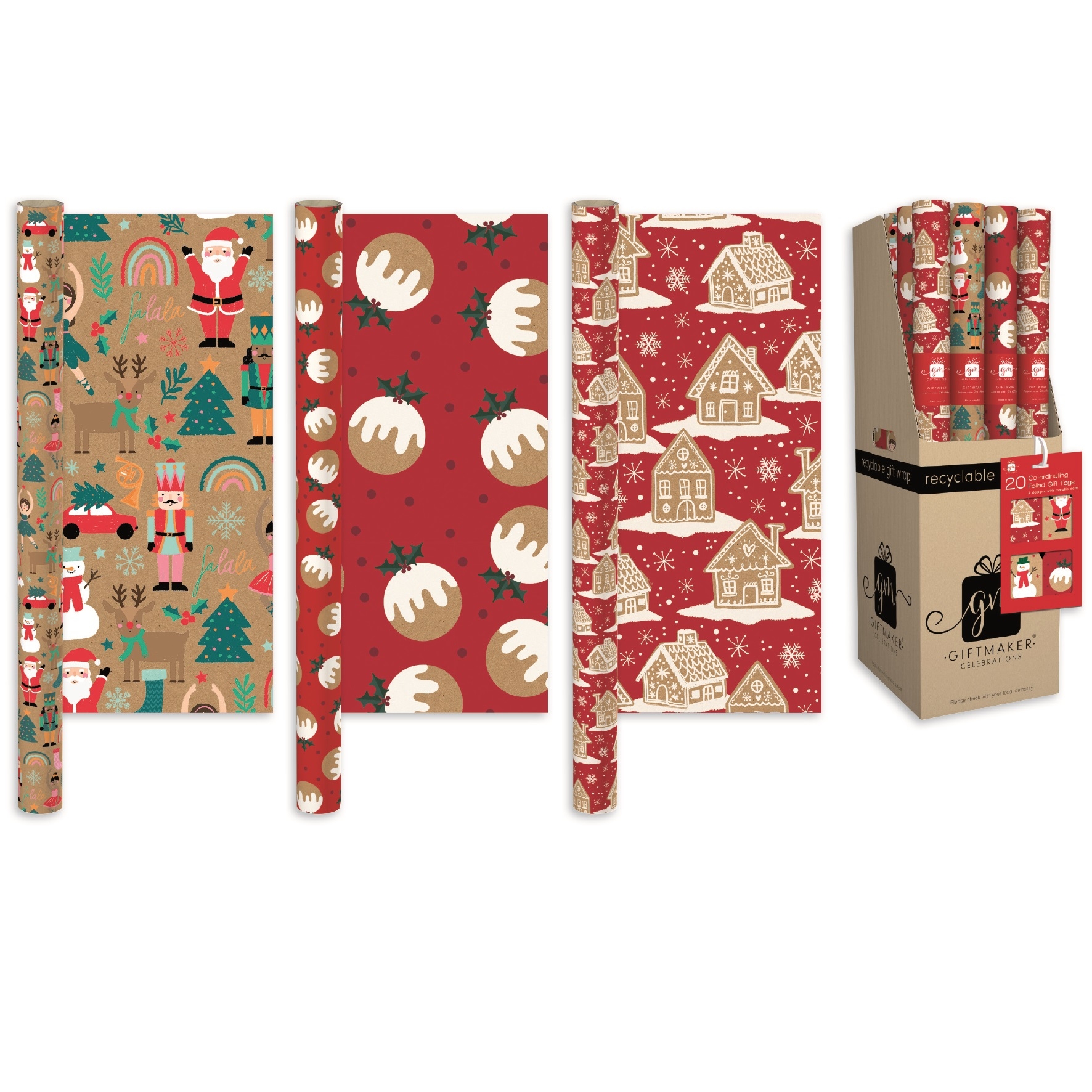 XMAS ROLLWRAP,2m Kraft Festive FDU [Packs Only]