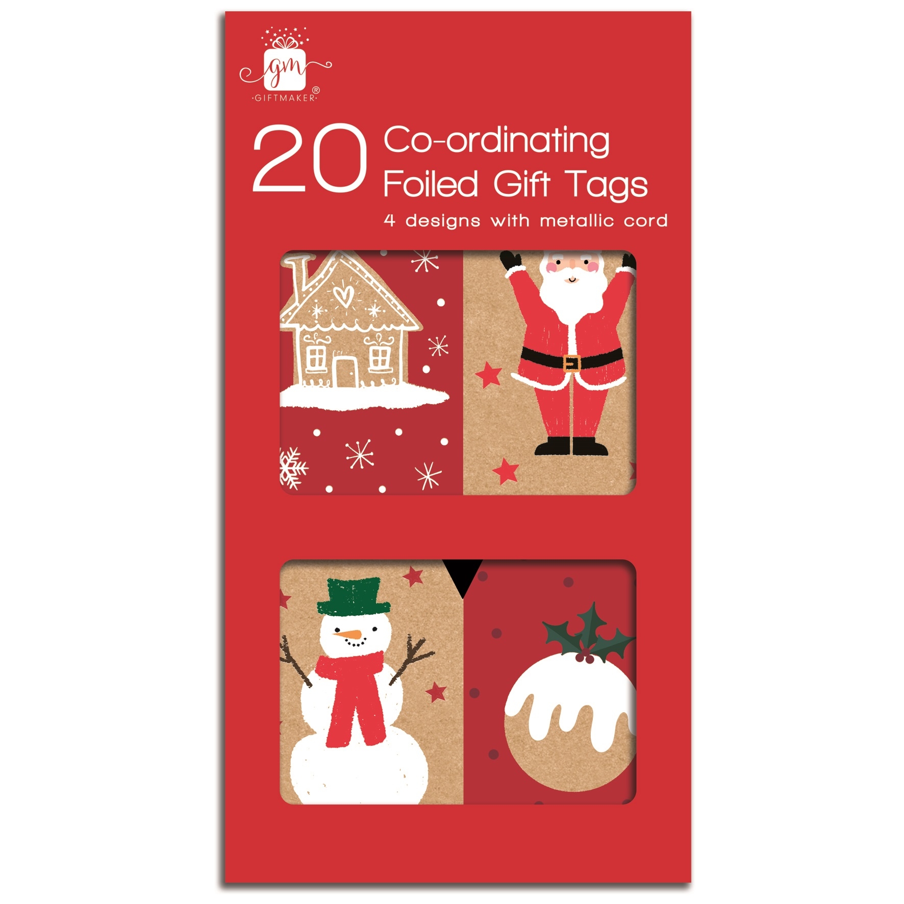 XMAS TAGS,Kraft Festive 20`s H/pk [Packs Only]