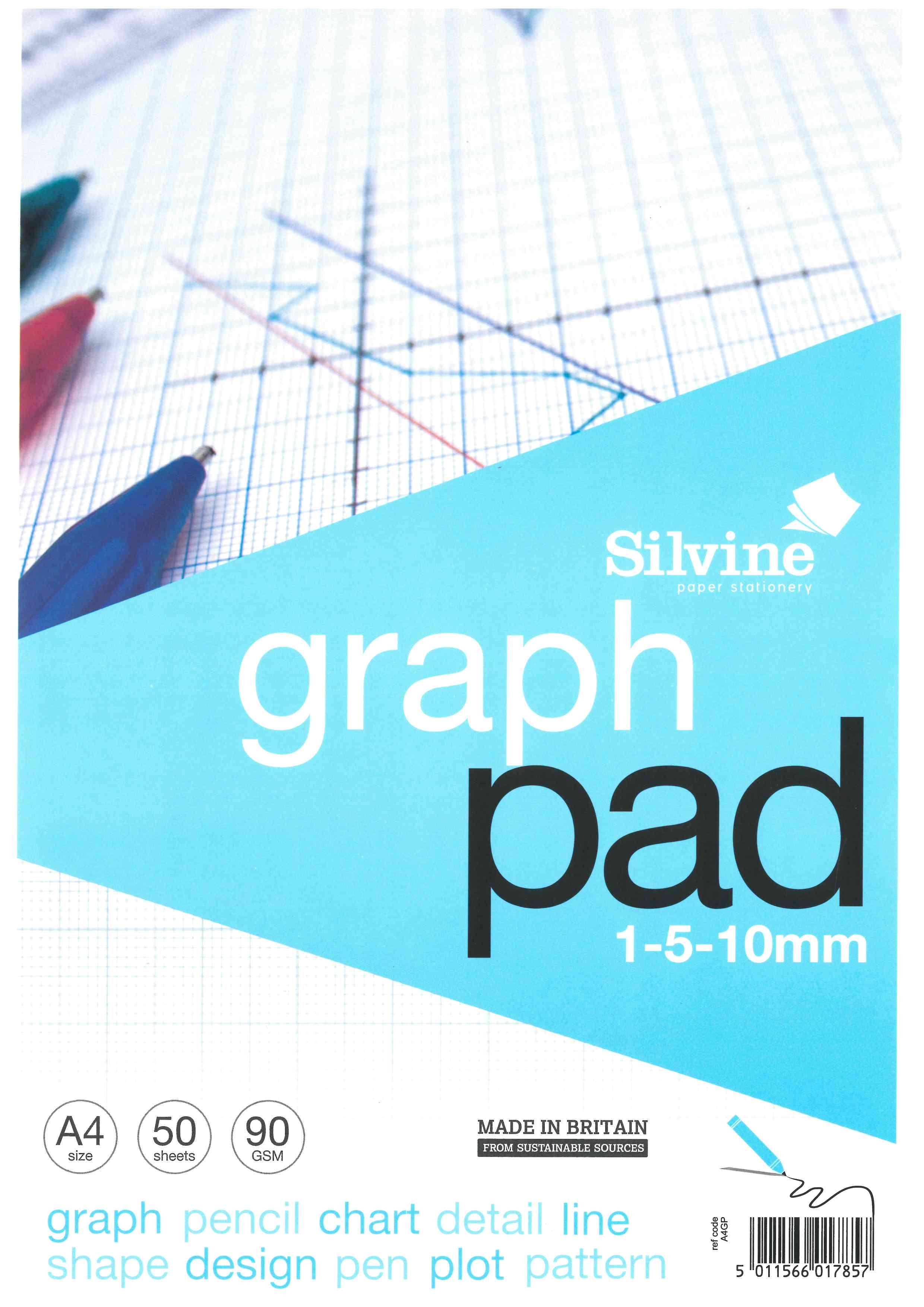 GRAPH PAD,1-5-10mm.A4 50lv Silvine [Splittable]