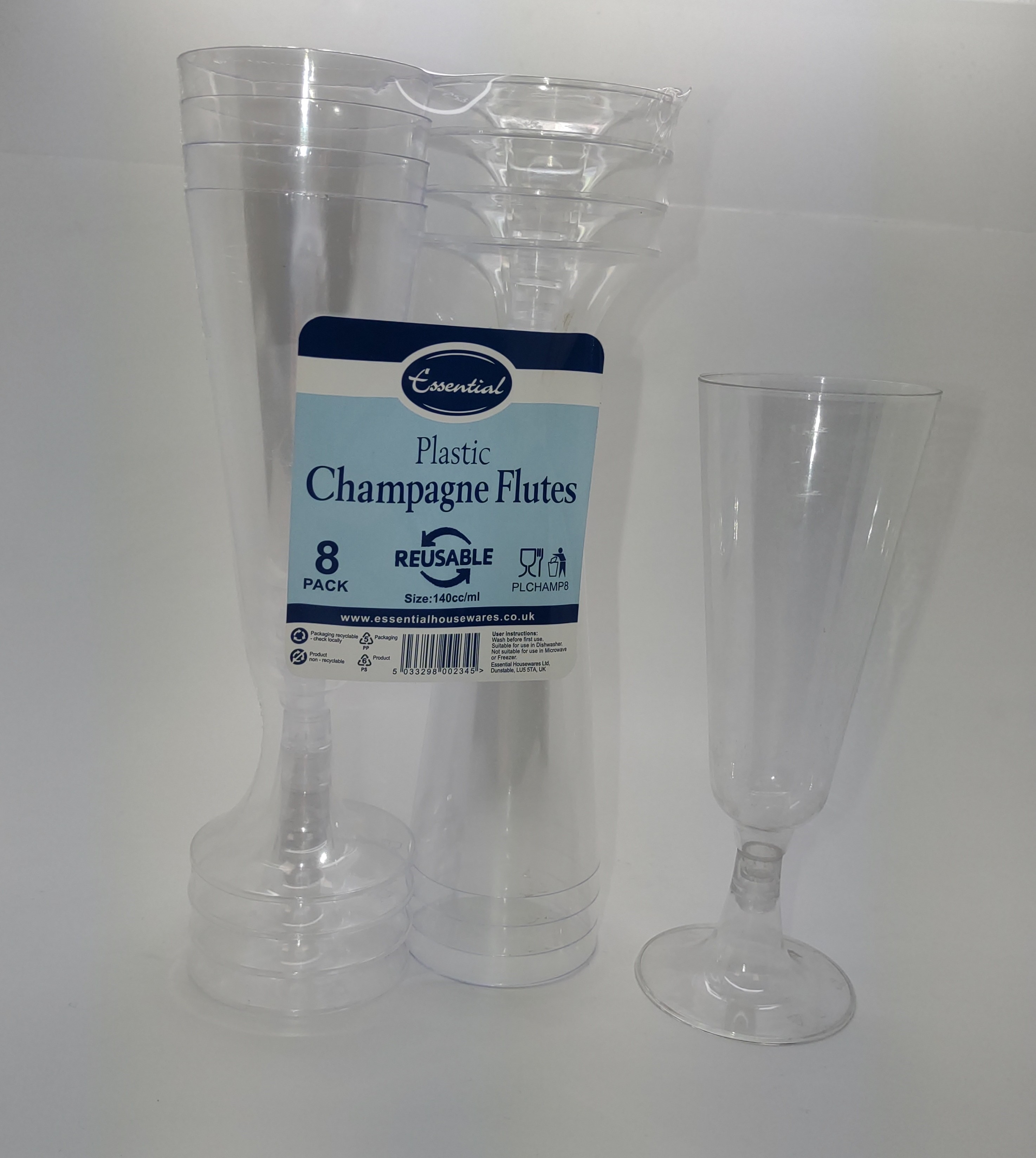 CHAMPAGNE FLUTE,Reusable Plastic 140ml 8`s [Splittable]