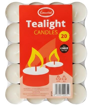 CANDLES Tealights 20`s 4 Hour Burn Time [Splittable]