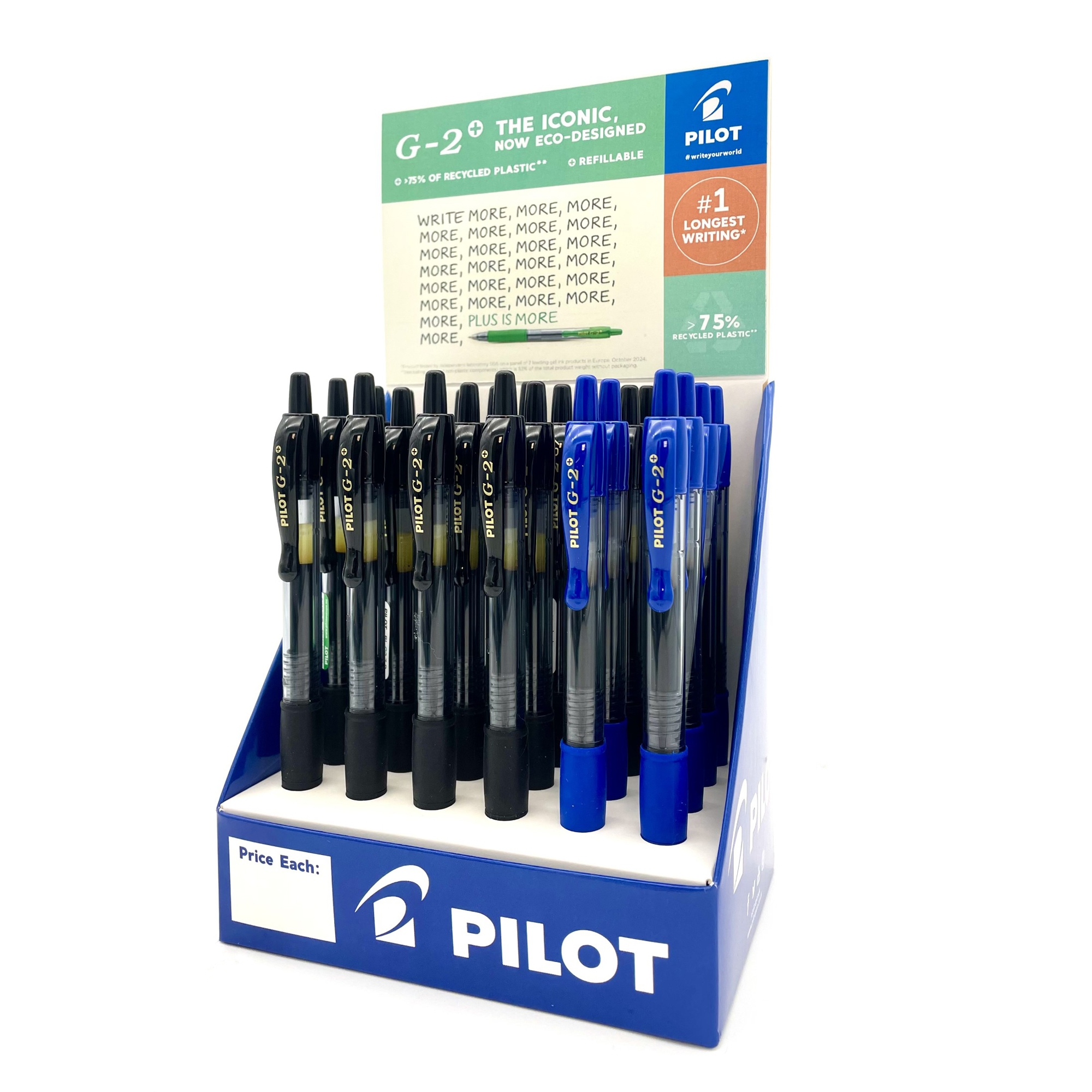 ROLLERBALL PEN,G2+ Blue & Black Retractable 0.7 CDU (Pilot) [Packs Only]