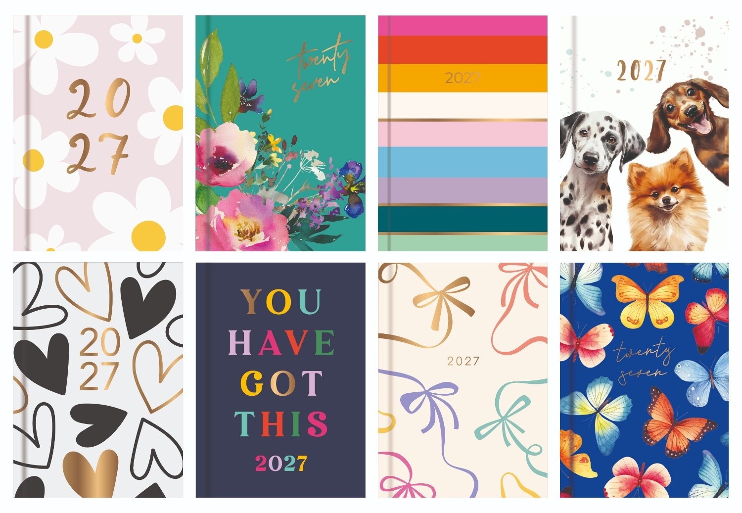 DIARY,Pocket,8 Asst. Designs Silver Foil Week to View 2027 [Packs Only]
