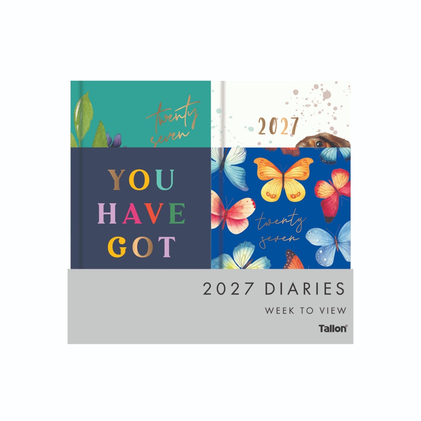 DIARY,Pocket,8 Asst. Designs Silver Foil Week to View 2027 [Packs Only]