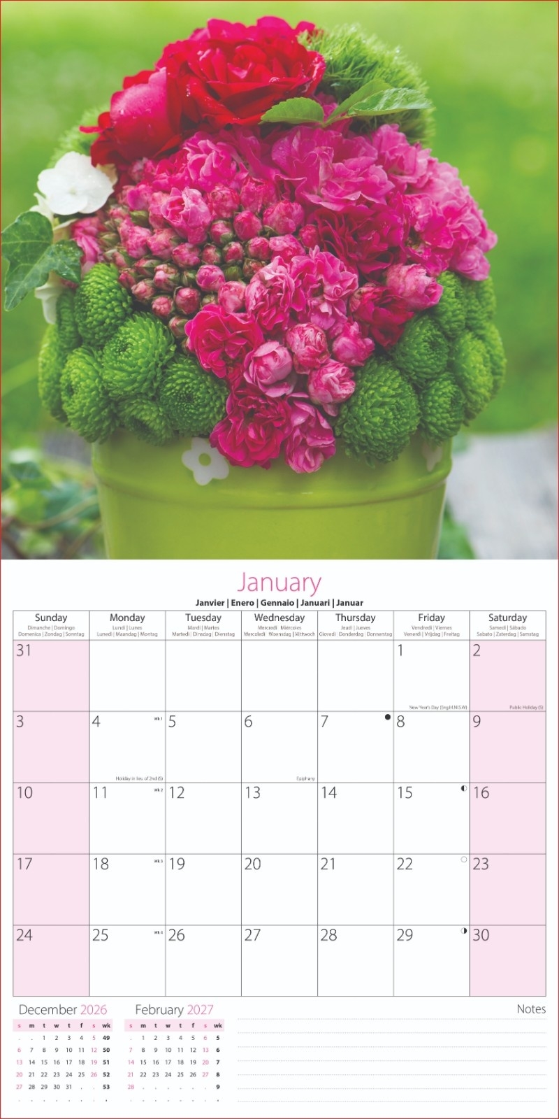 CALENDAR,Square,Flowers, Gardens & Bouquets 2026 [Packs Only]