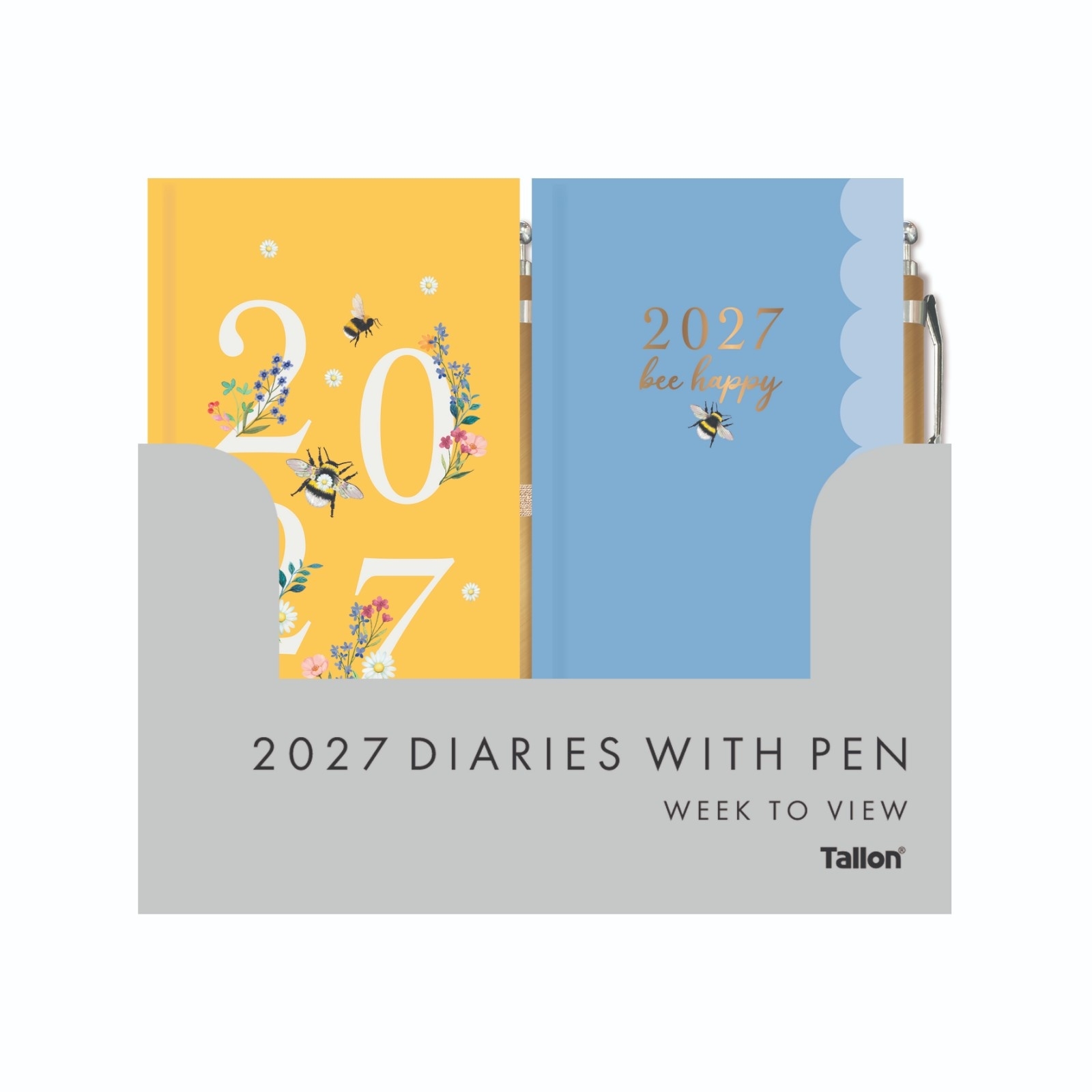 DIARY,Slim Floral/Bee with Pen, 2 AssortedWTV. 2027 CDU [Packs Only]