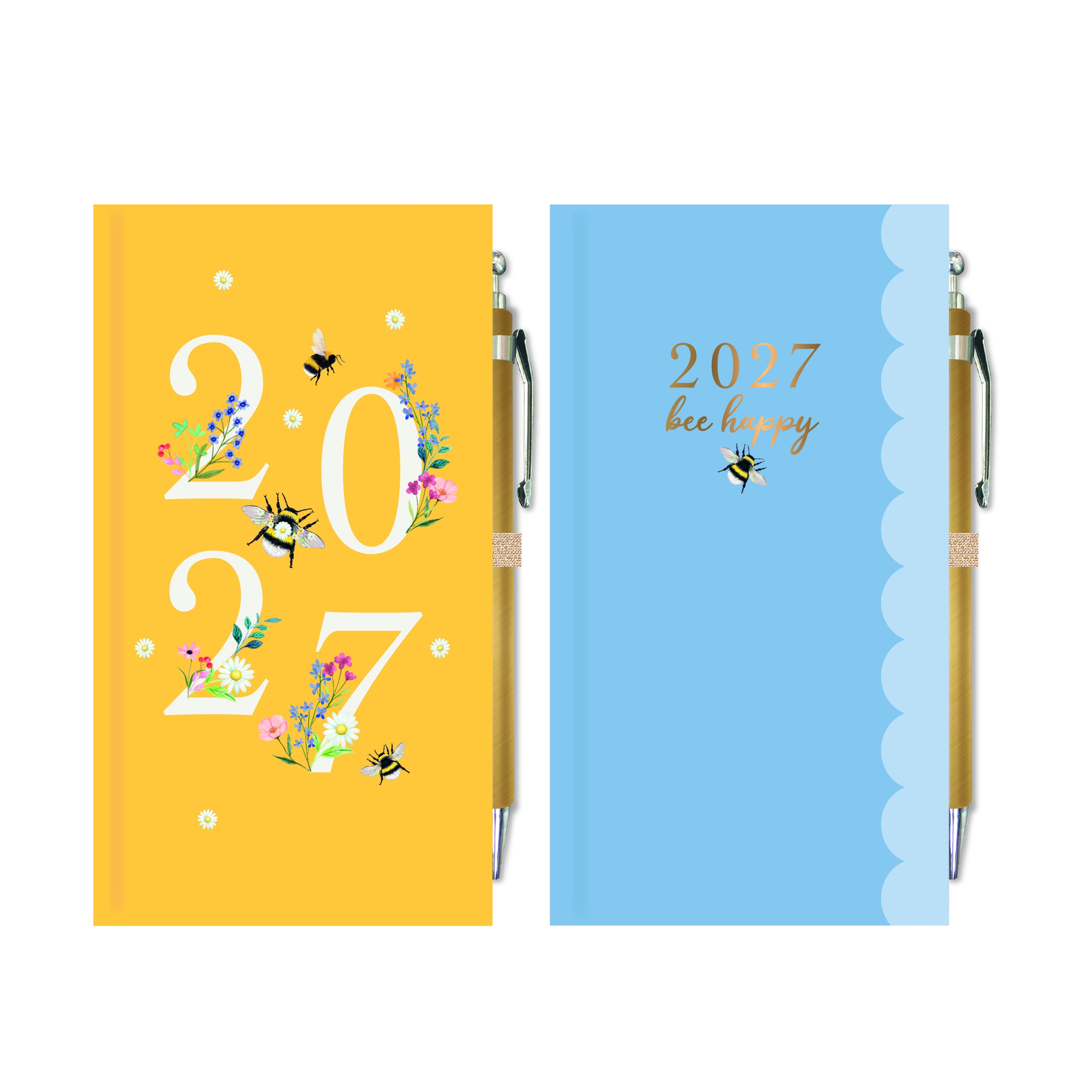 DIARY,Slim Floral/Bee with Pen, 2 AssortedWTV. 2027 CDU [Packs Only]