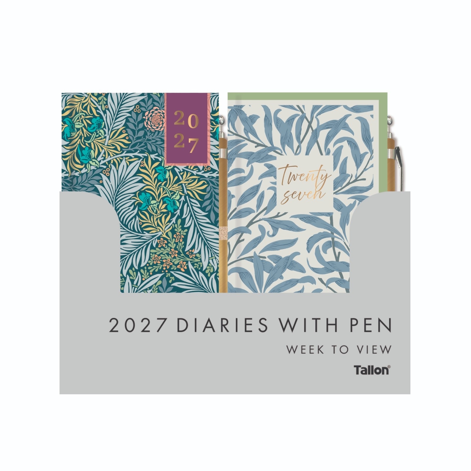 DIARY,Slim William Morris with Pen Assorted Designs 2027 CDU [Packs Only]