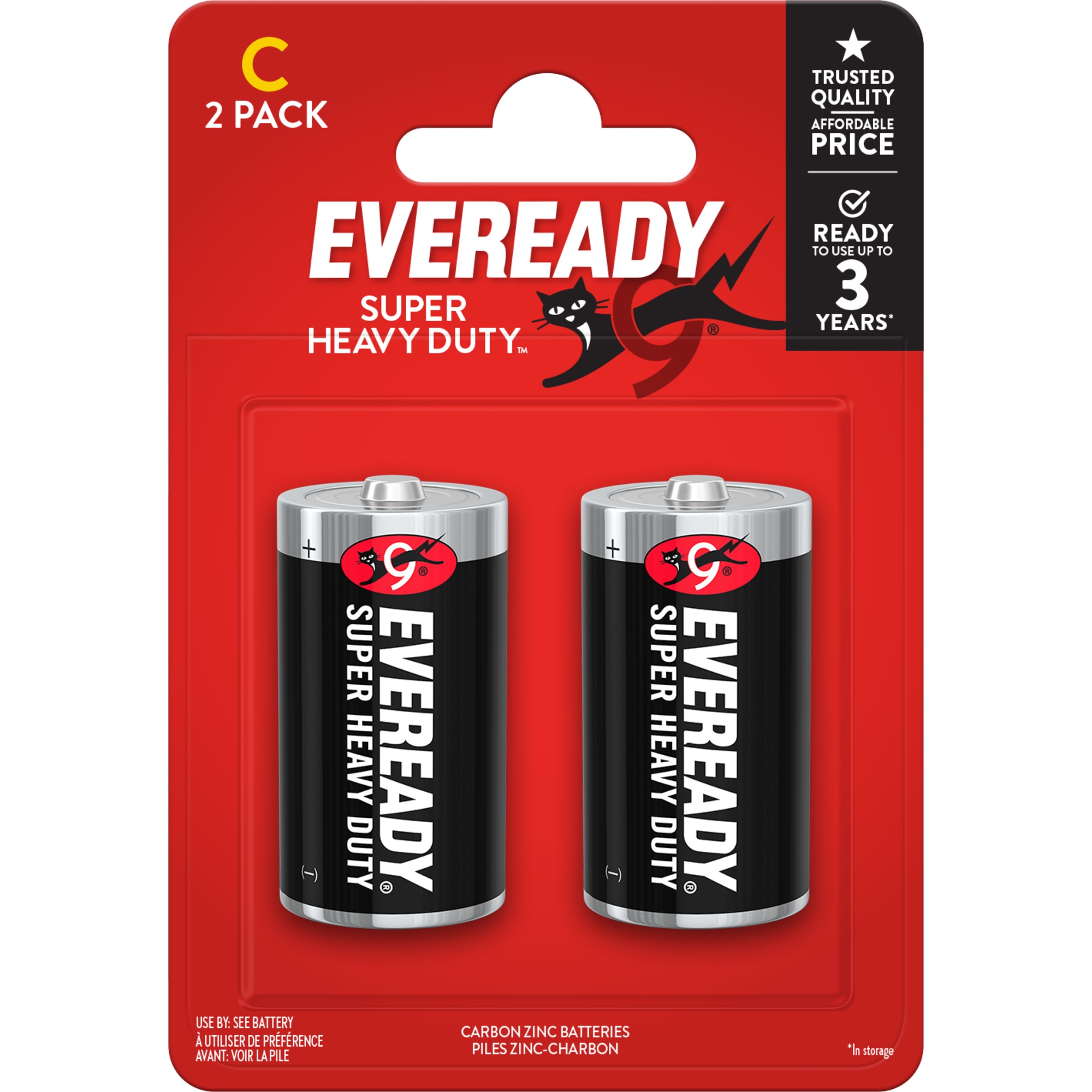 EVEREADY Super Heavy Duty Zinc Batteries C 2`s I/cd [Packs Only]
