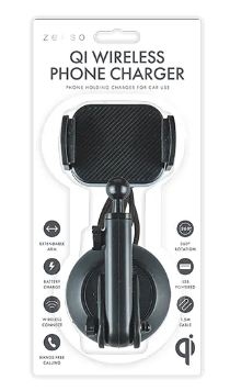 WIRELESS CHARGING CAR PHONE HOLDER, USB Powered USB to USB-C Cable included H/pk