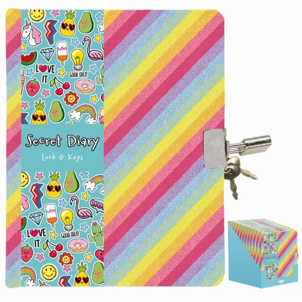 SECRET DIARY, Rainbow Glitter, Lock & Key CDU [Splittable]