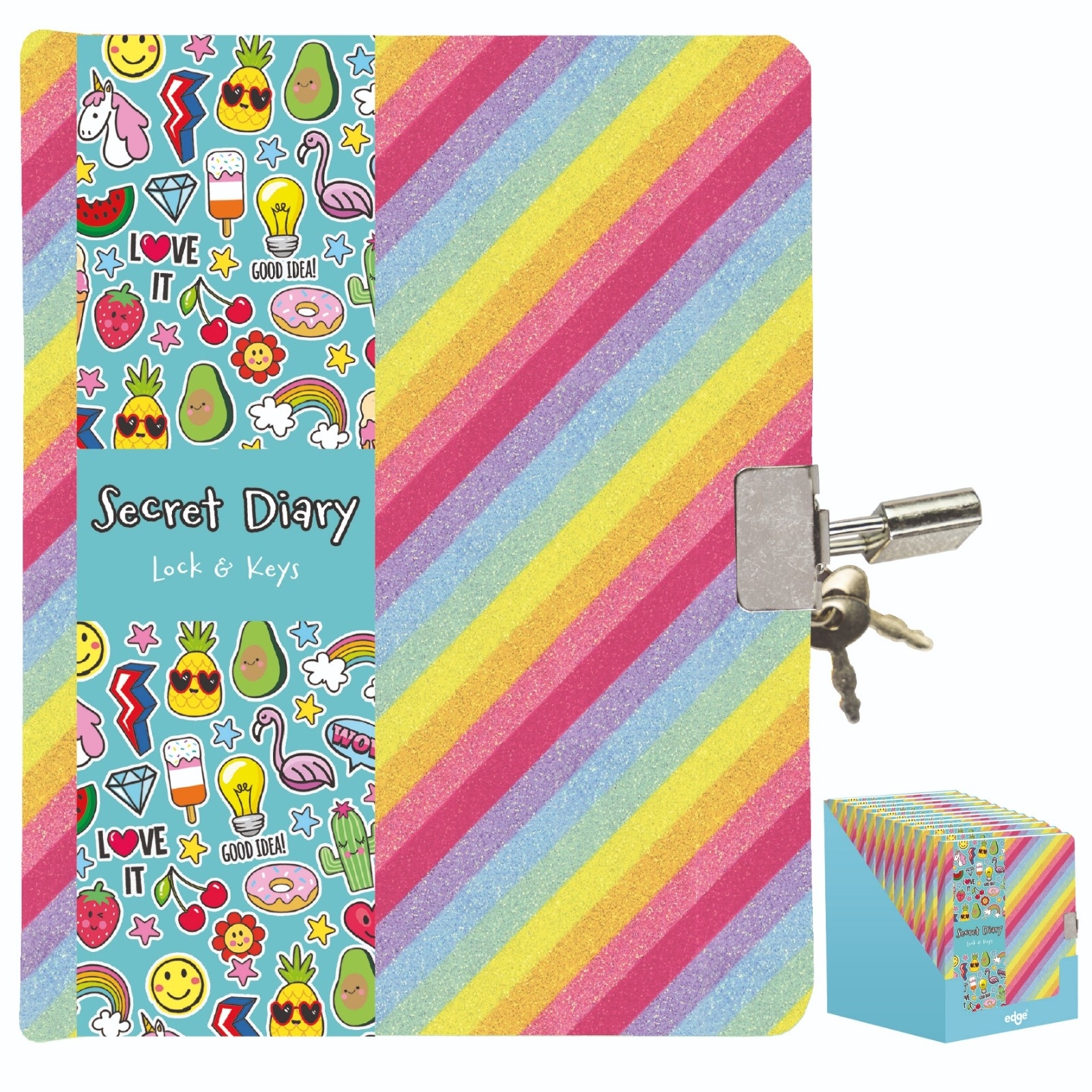 SECRET DIARY, Rainbow Glitter, Lock & Key CDU [Splittable]