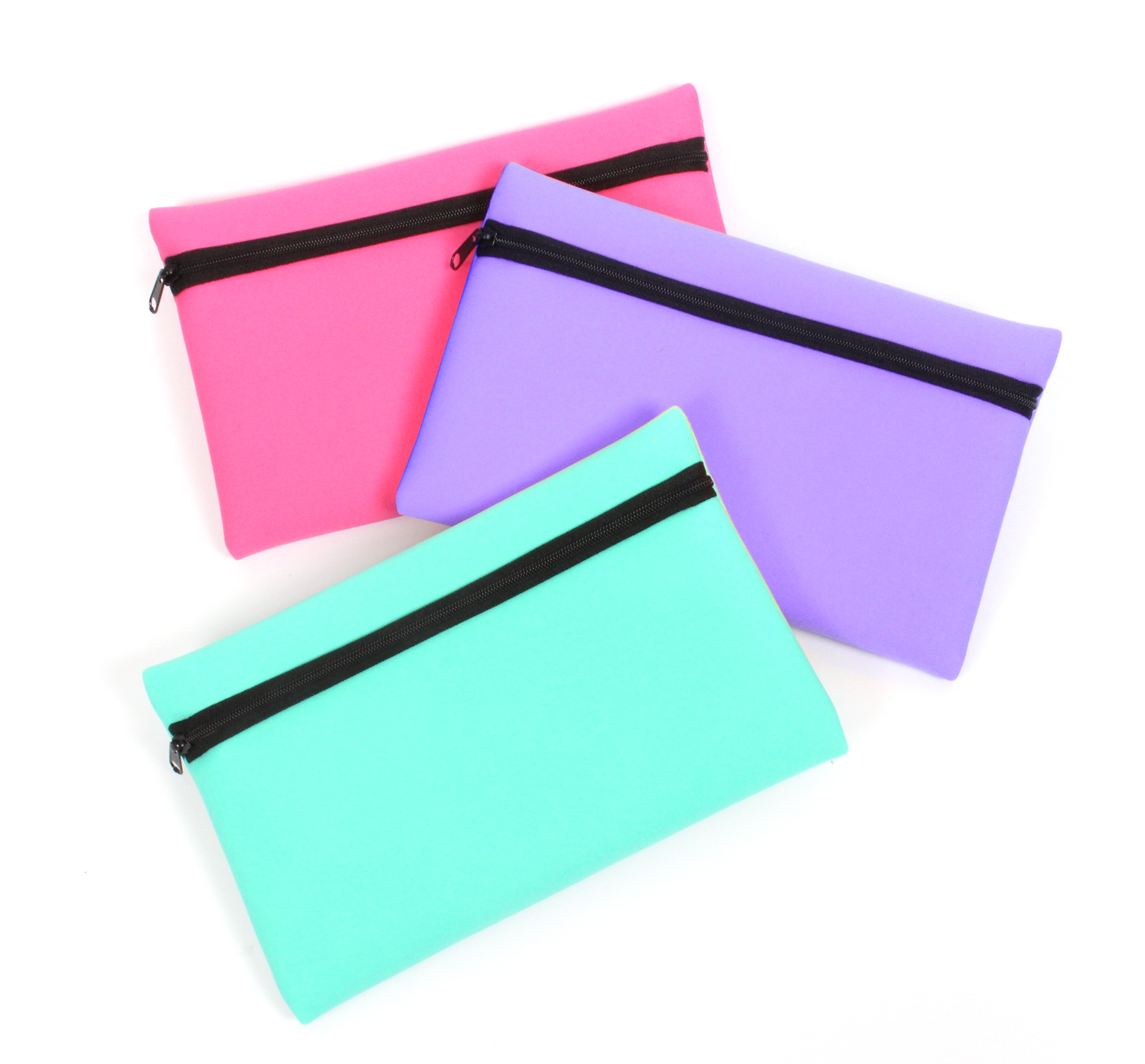 PENCIL CASE,Neoprene Teal/Pink/Lilac Assorted [Packs Only]
