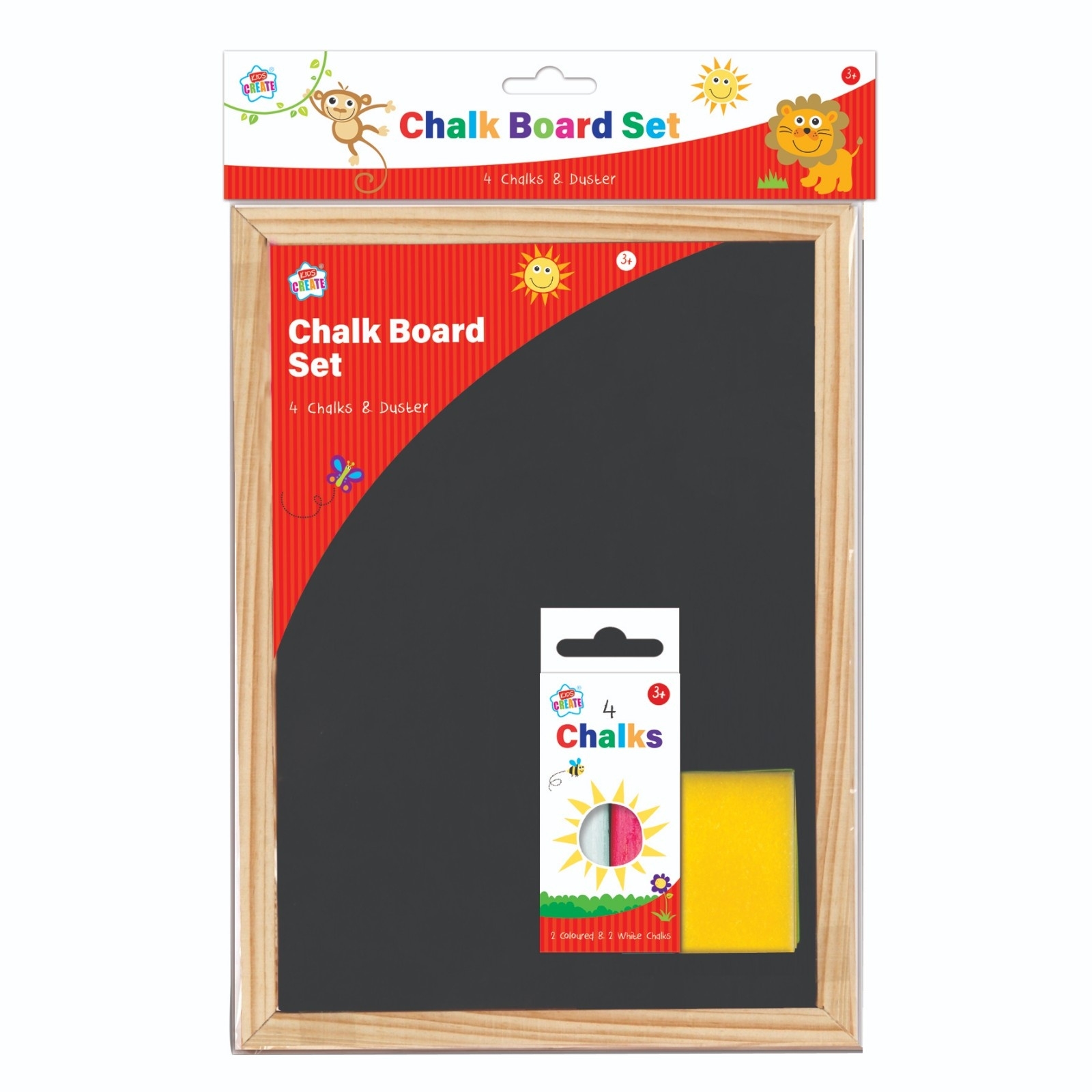 CHALKBOARD,A4 with Duster & 4 Chalks H/pk [Splittable]