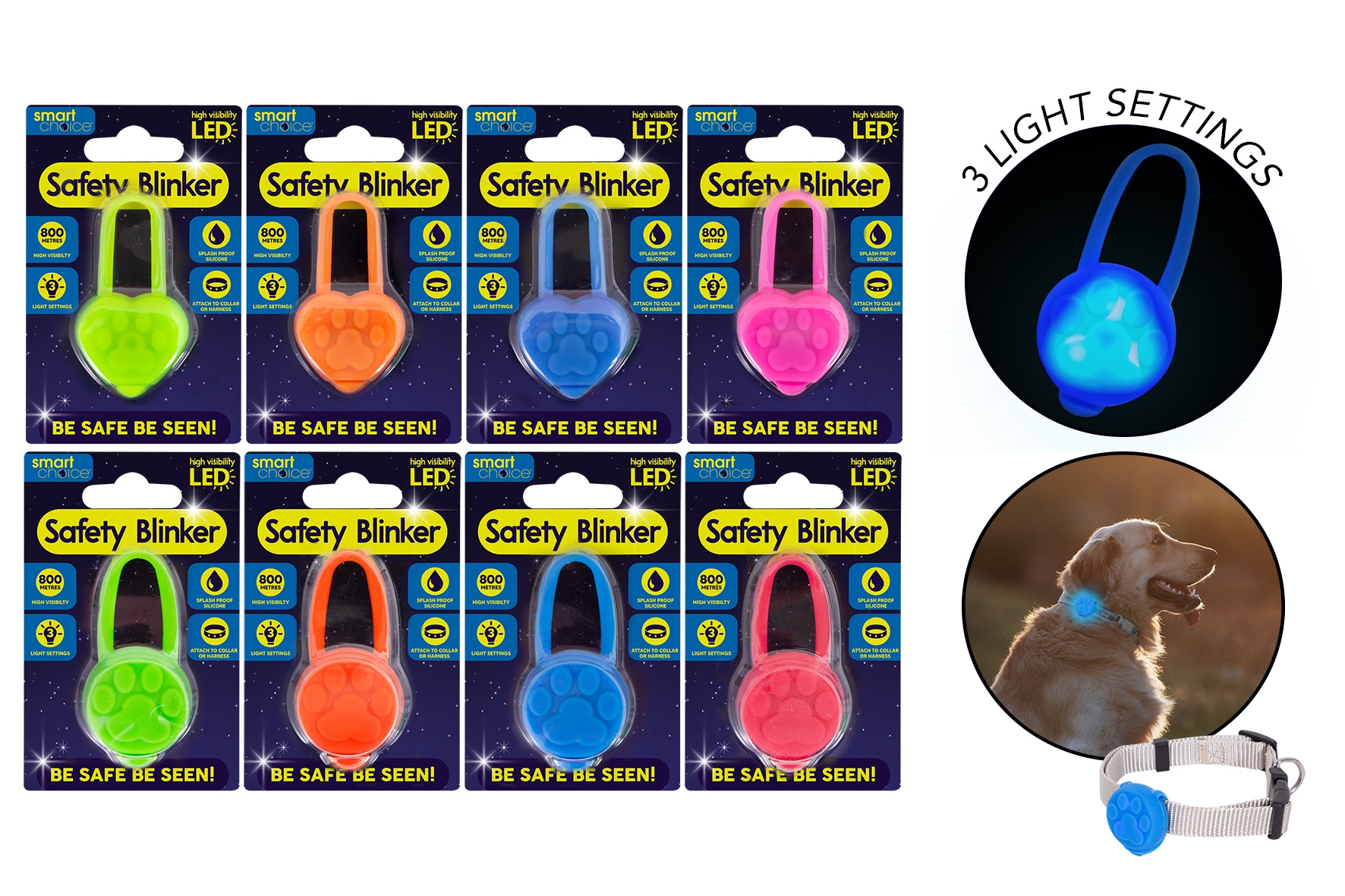 SAFETY BLINKER,LED,Silicone,3 Light Settings, 800m Visibility, Splash Proof I/cd [Packs Only]