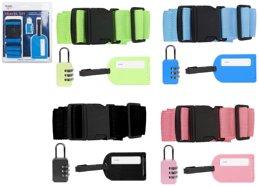 TRAVEL SET,Luggage Tag & Strap & Combination Padlock H/pk [Packs Only]