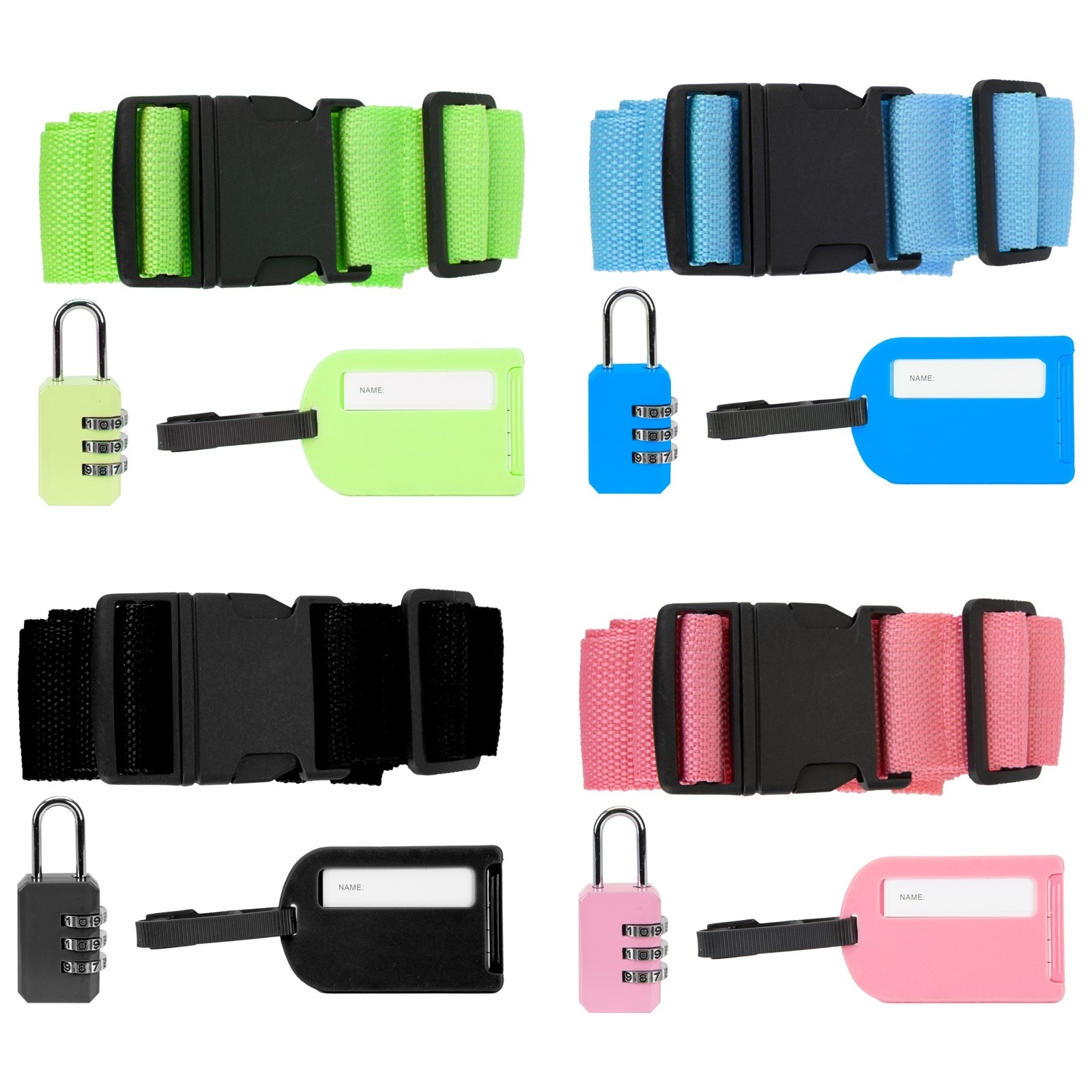 TRAVEL SET,Luggage Tag & Strap & Combination Padlock H/pk [Packs Only]