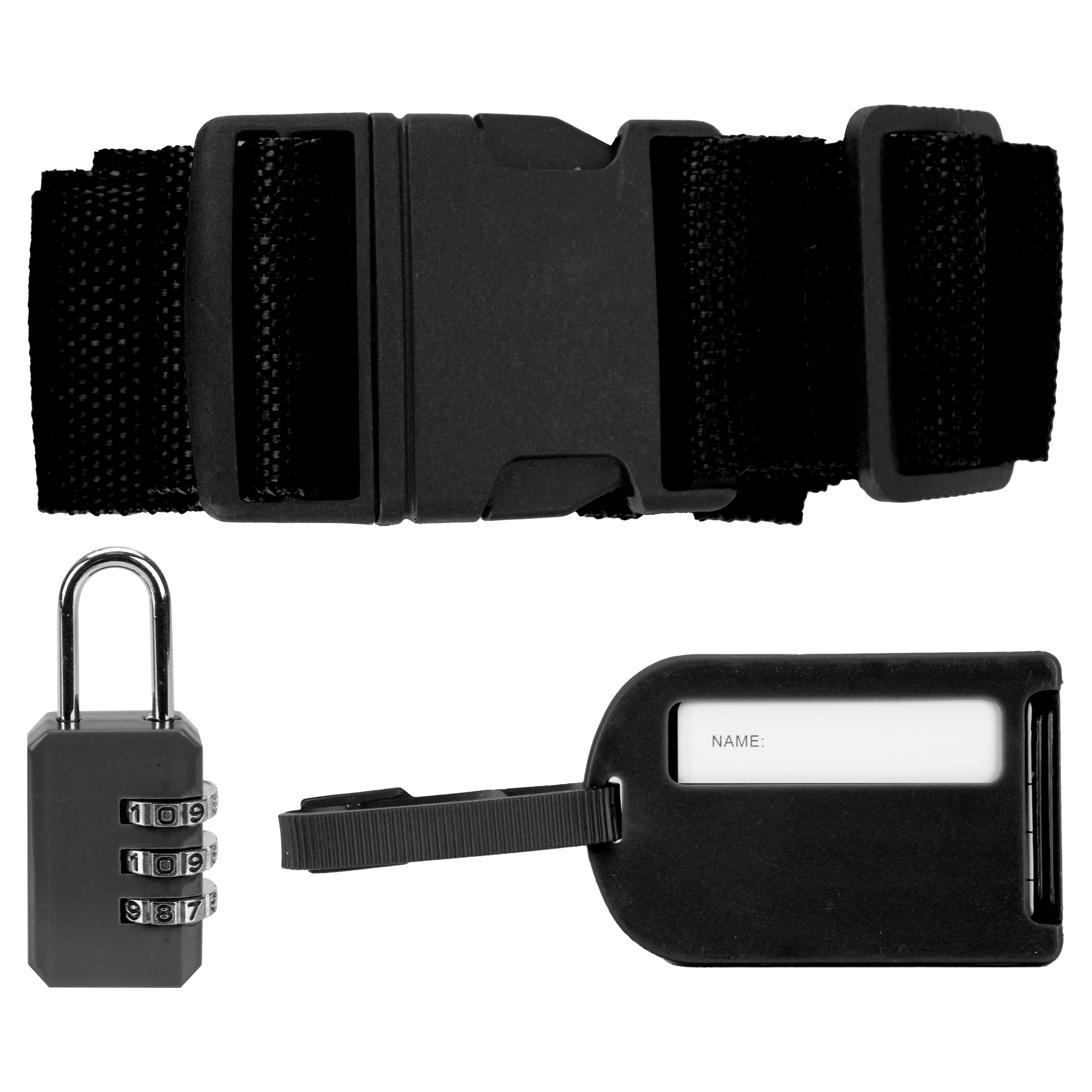 TRAVEL SET,Luggage Tag & Strap & Combination Padlock H/pk [Packs Only]