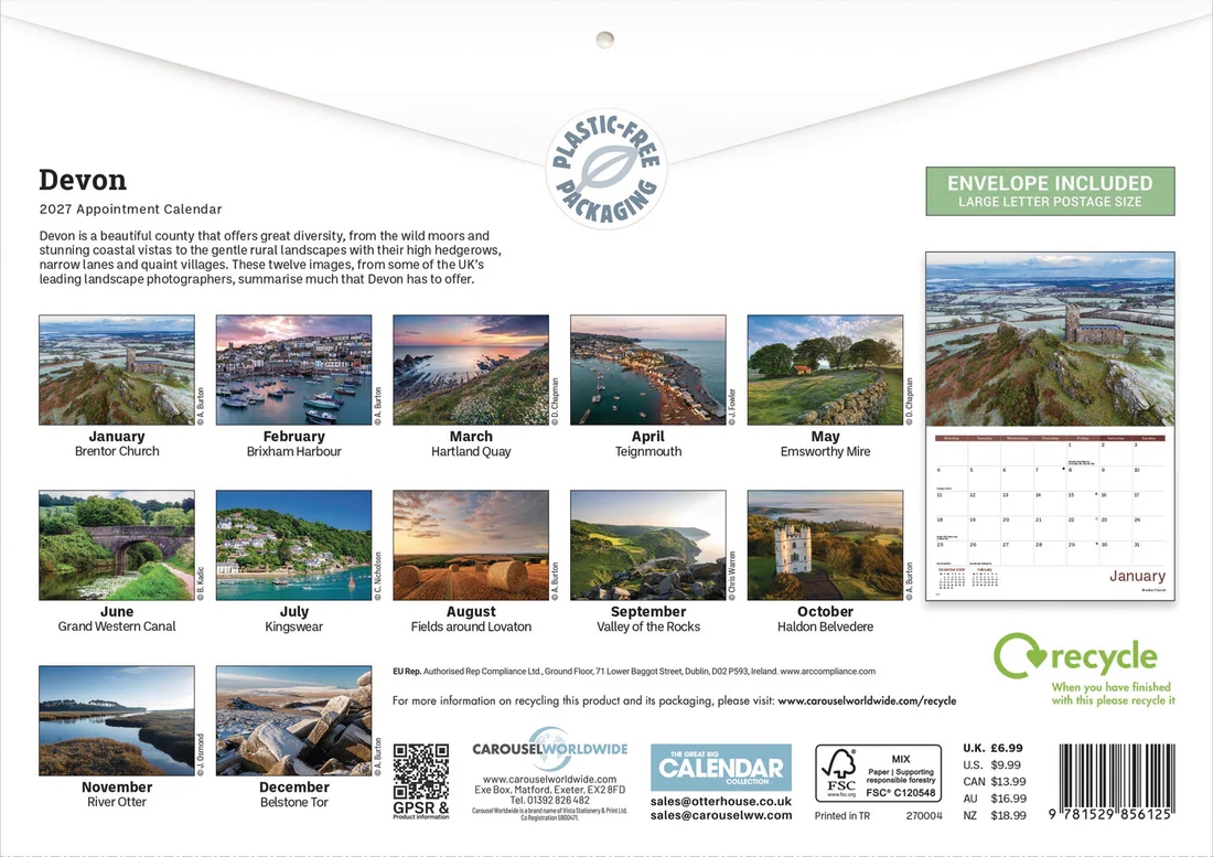 CALENDAR,A4,Devon [Packs Only]
