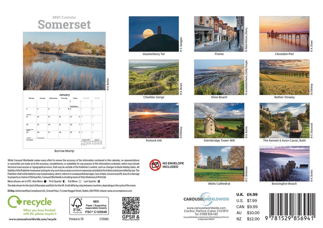 CALENDAR,A5,Somerset [Packs Only]