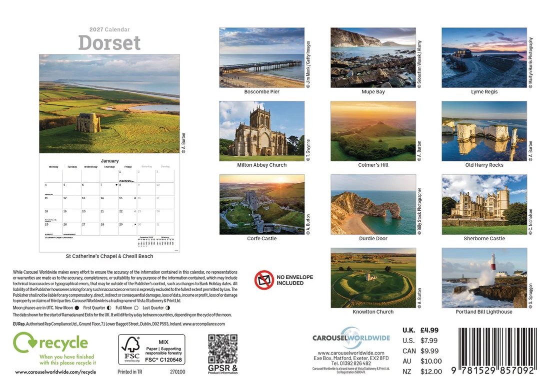CALENDAR,A5,Dorset [Packs Only]