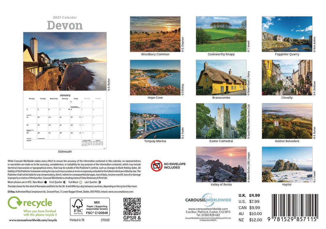CALENDAR,A5,Devon [Packs Only]