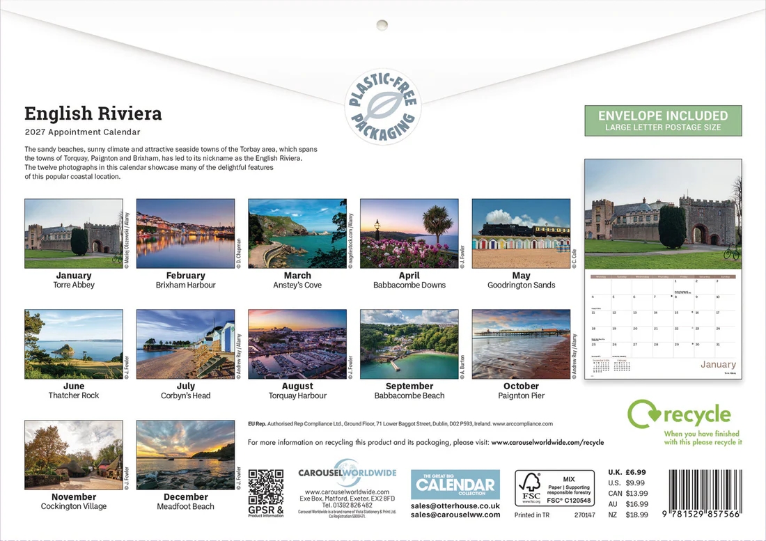 CALENDAR,A4,English Riviera [Packs Only]