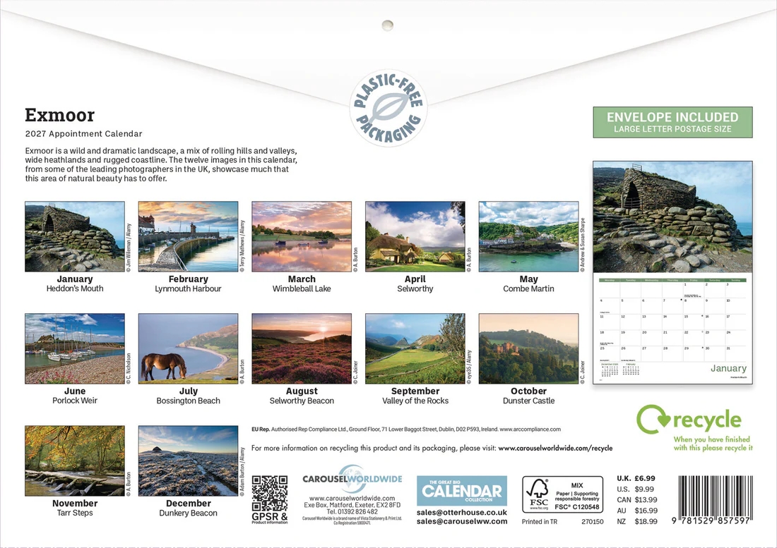 CALENDAR,A4,Exmoor [Packs Only]