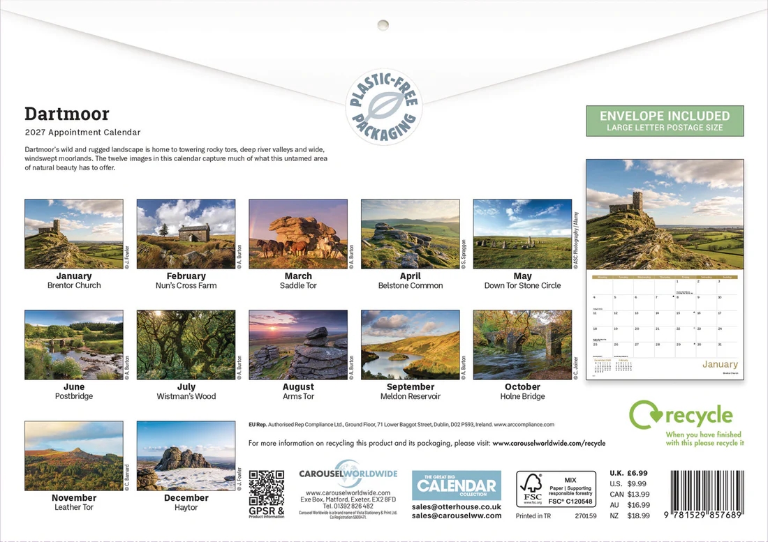 CALENDAR,A4,Dartmoor [Packs Only]