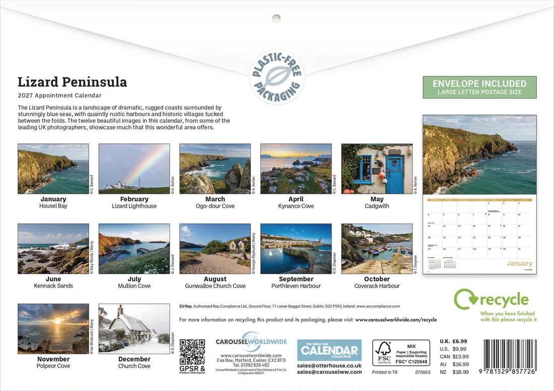 CALENDAR,A4,Lizard Peninsula [Packs Only]