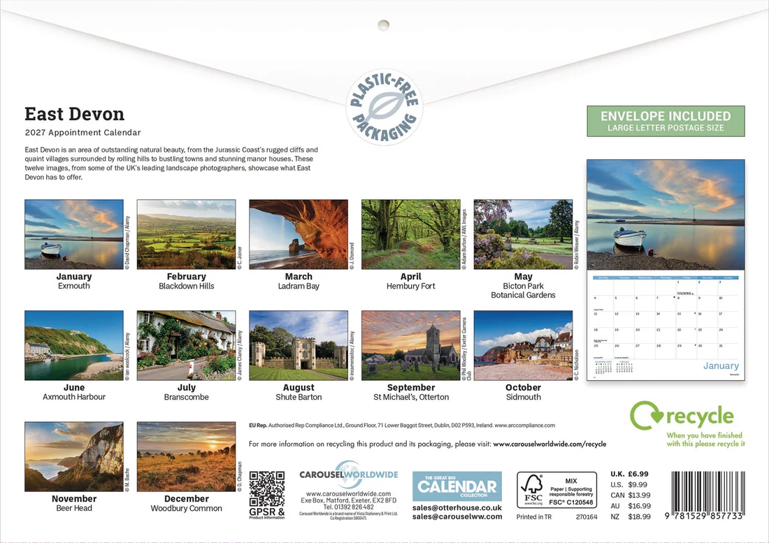 CALENDAR,A4,East Devon [Packs Only]