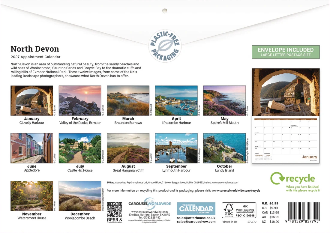 CALENDAR,A4,North Devon [Packs Only]