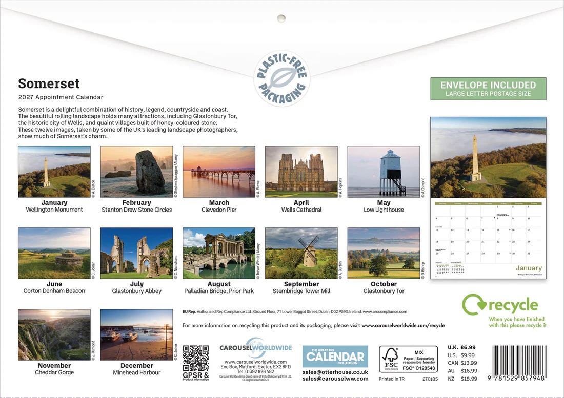 CALENDAR,A4,Somerset [Packs Only]