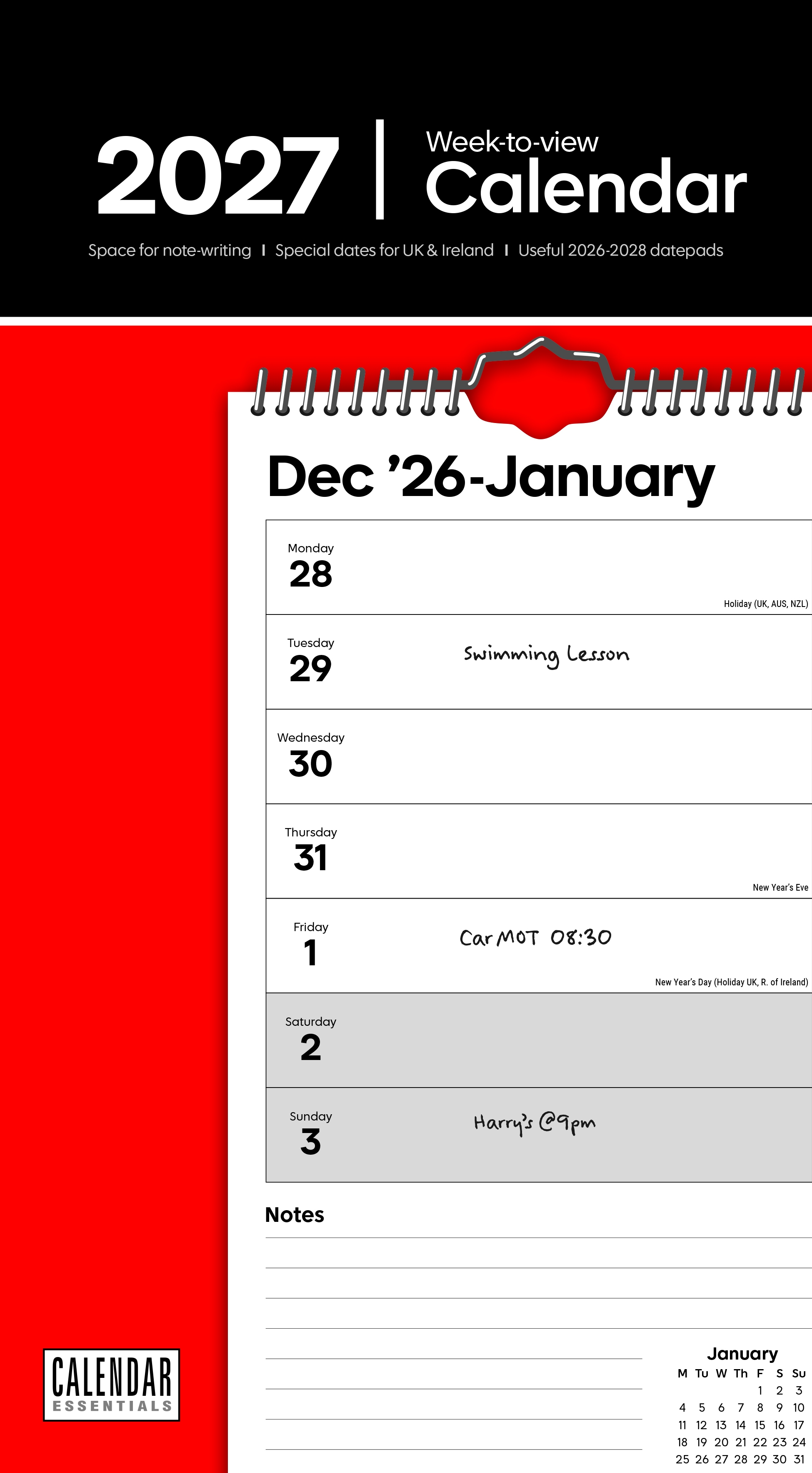 CALENDAR,Weekly Stubby Week to View [Packs Only]