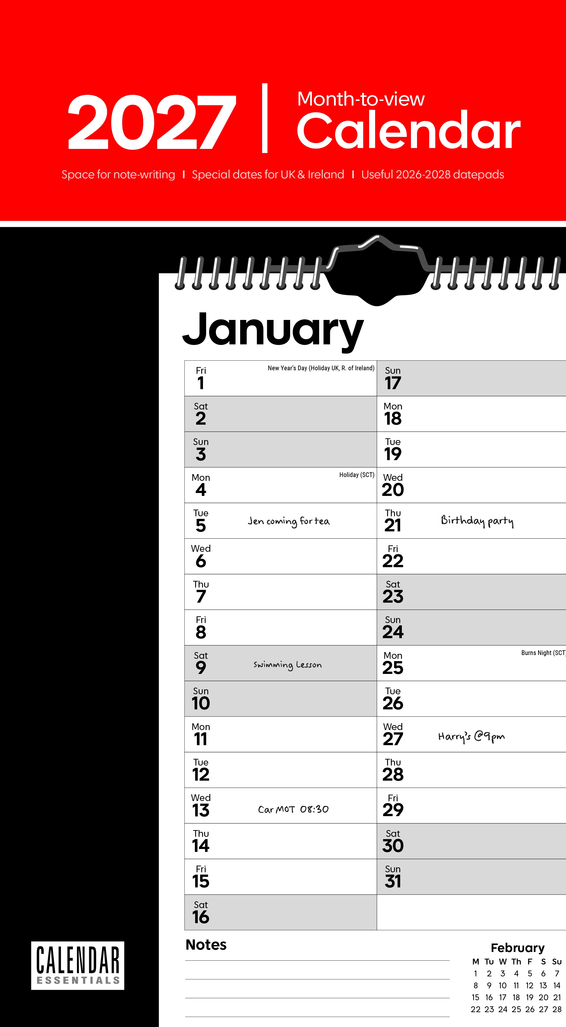 CALENDAR,Monthly Stubby Month to View [Packs Only]