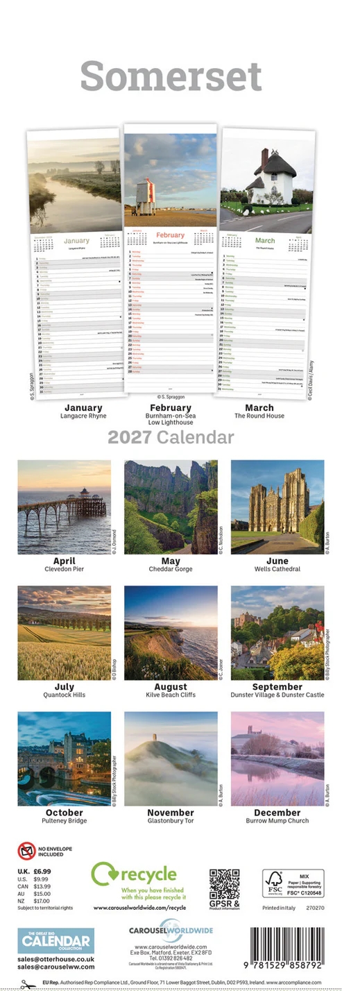 CALENDAR,Slim,Somerset [Packs Only]
