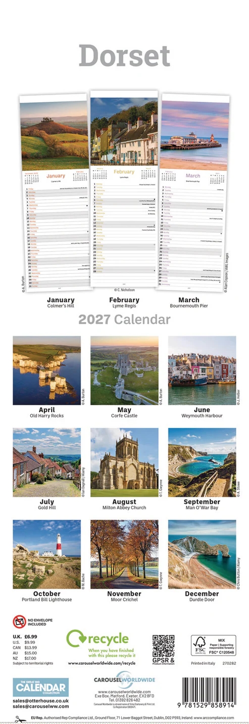 CALENDAR,Slim,Dorset [Packs Only]