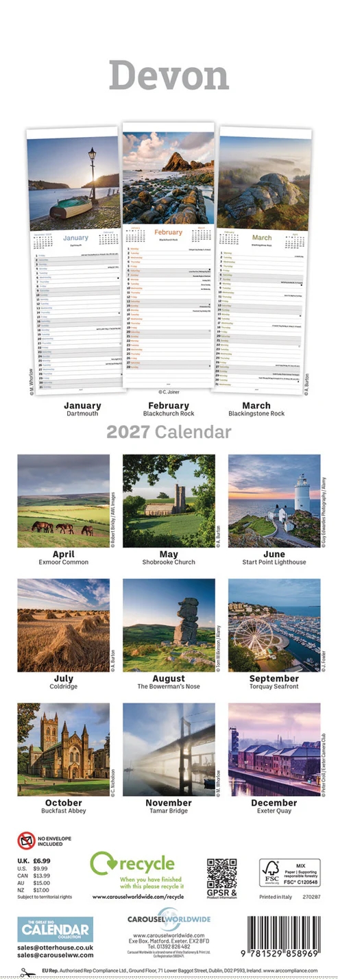 CALENDAR,Slim,Devon [Packs Only]