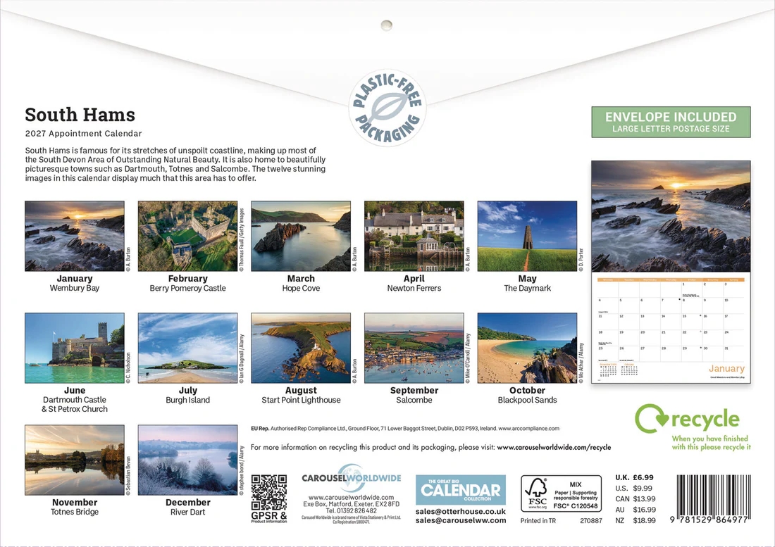 CALENDAR,A4,South Hams [Packs Only]