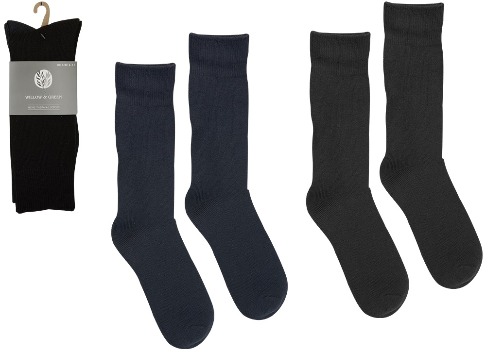 THERMAL SOCKS, Mens 2 Pack Plain 2 Assorted Colours [Splittable]