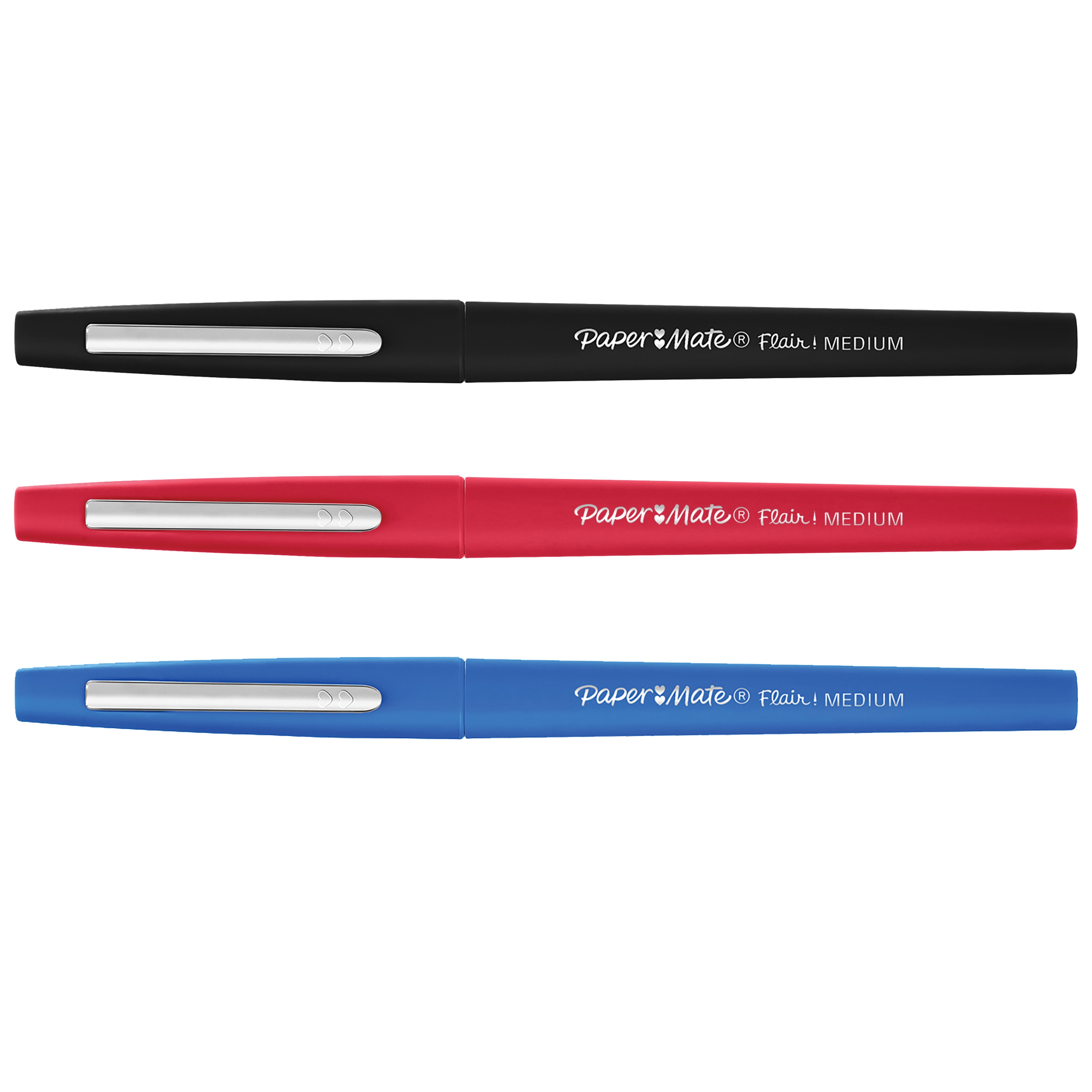 FLAIR,Original Black/Blue/Red Med 3`s I/cd Felt Tip (Papermate) [Splittable]